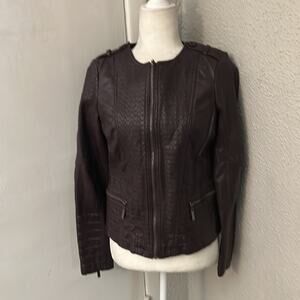 Jou Jou Faux Leather Lined Jacket Eggplant S Moto Biker Rocker Streetwear NEW